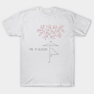 Cartoon drawing of a blooming tree practicing yoga T-Shirt